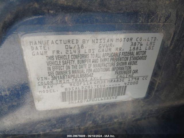 Photo 8 VIN: 3N1AB7AP0JL658542 - NISSAN SENTRA 