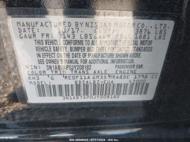 Photo 8 VIN: 3N1AB7AP0JY208182 - NISSAN SENTRA 