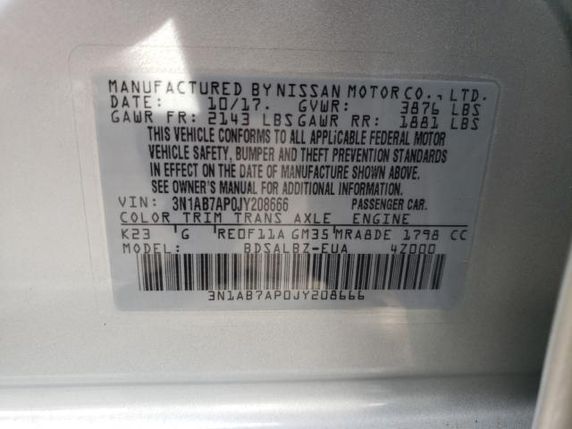 Photo 9 VIN: 3N1AB7AP0JY208666 - NISSAN SENTRA S 