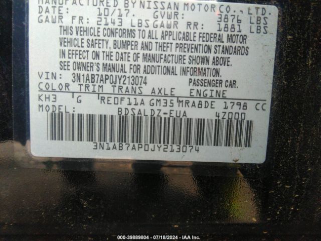 Photo 8 VIN: 3N1AB7AP0JY213074 - NISSAN SENTRA 