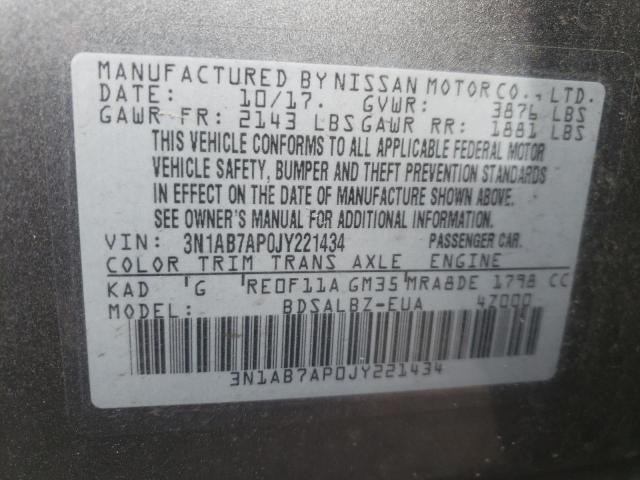 Photo 12 VIN: 3N1AB7AP0JY221434 - NISSAN SENTRA S 