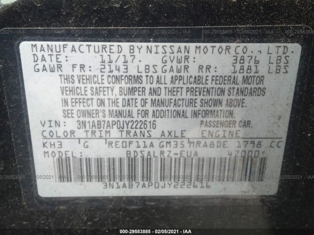 Photo 8 VIN: 3N1AB7AP0JY222616 - NISSAN SENTRA 