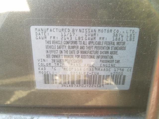 Photo 9 VIN: 3N1AB7AP0JY224589 - NISSAN SENTRA S 