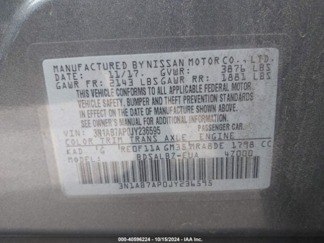 Photo 8 VIN: 3N1AB7AP0JY236595 - NISSAN SENTRA 