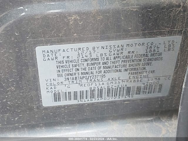 Photo 8 VIN: 3N1AB7AP0JY237195 - NISSAN SENTRA 