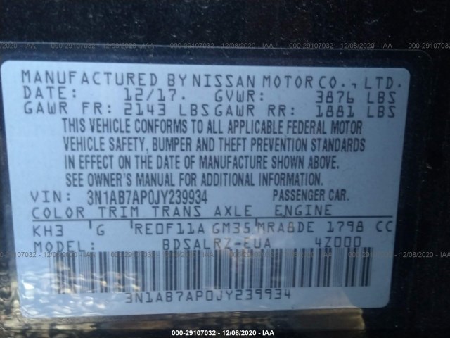 Photo 8 VIN: 3N1AB7AP0JY239934 - NISSAN SENTRA 