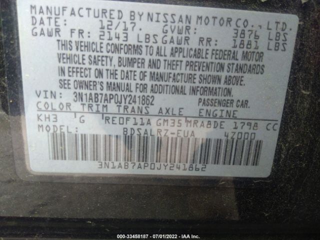 Photo 8 VIN: 3N1AB7AP0JY241862 - NISSAN SENTRA 