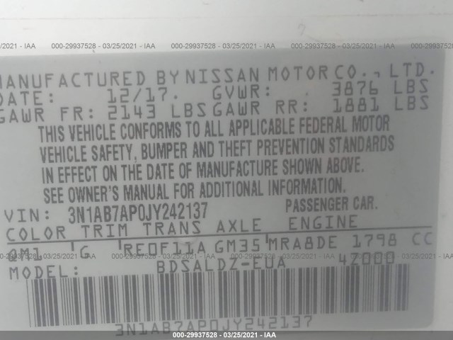 Photo 8 VIN: 3N1AB7AP0JY242137 - NISSAN SENTRA 