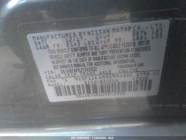 Photo 8 VIN: 3N1AB7AP0JY242932 - NISSAN SENTRA 