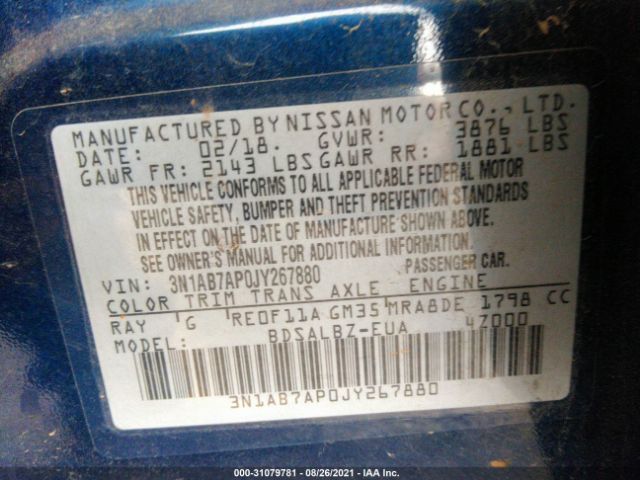 Photo 8 VIN: 3N1AB7AP0JY267880 - NISSAN SENTRA 