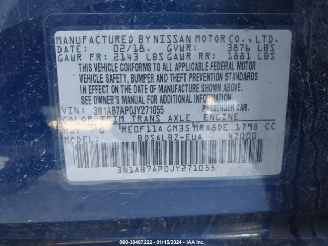 Photo 8 VIN: 3N1AB7AP0JY271055 - NISSAN SENTRA 