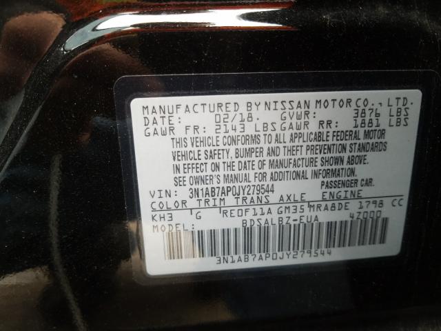 Photo 9 VIN: 3N1AB7AP0JY279544 - NISSAN SENTRA S 