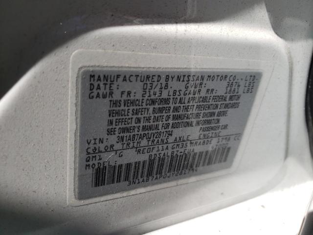 Photo 9 VIN: 3N1AB7AP0JY281794 - NISSAN SENTRA S 