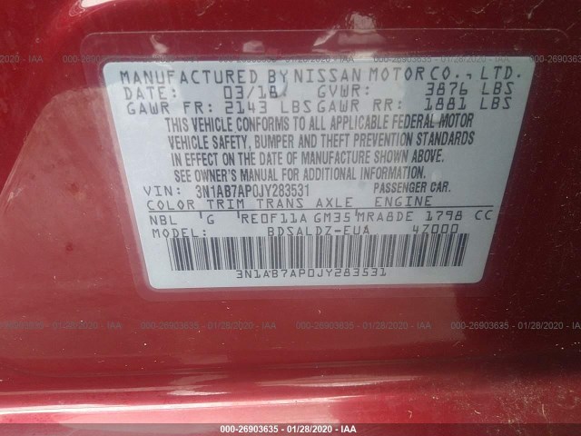 Photo 8 VIN: 3N1AB7AP0JY283531 - NISSAN SENTRA 