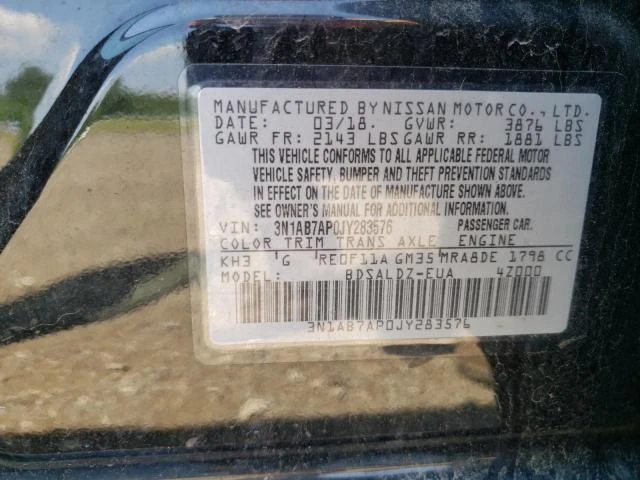 Photo 12 VIN: 3N1AB7AP0JY283576 - NISSAN SENTRA S 