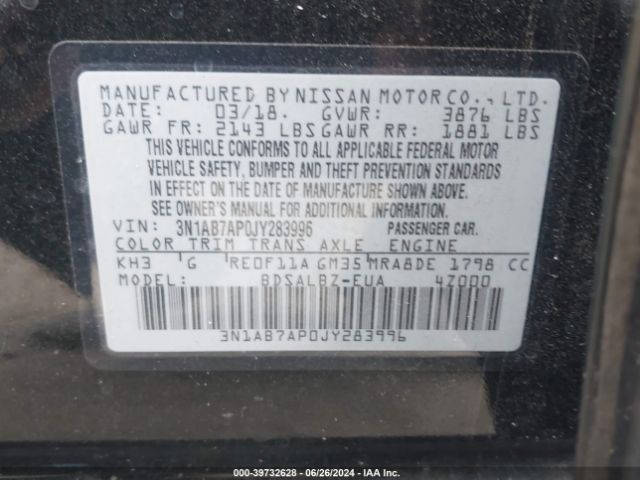 Photo 8 VIN: 3N1AB7AP0JY283996 - NISSAN SENTRA 