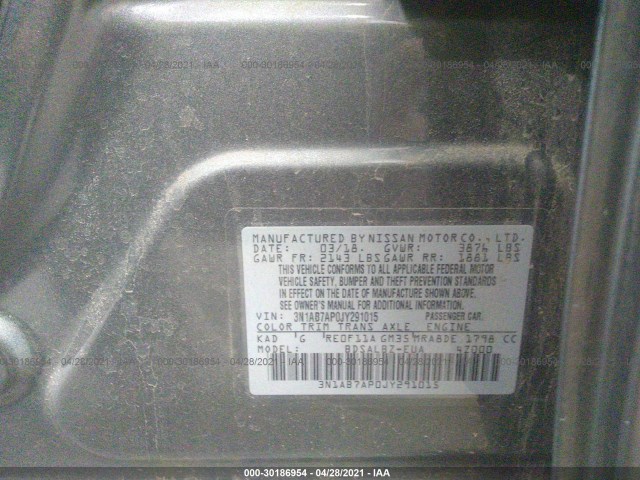 Photo 8 VIN: 3N1AB7AP0JY291015 - NISSAN SENTRA 