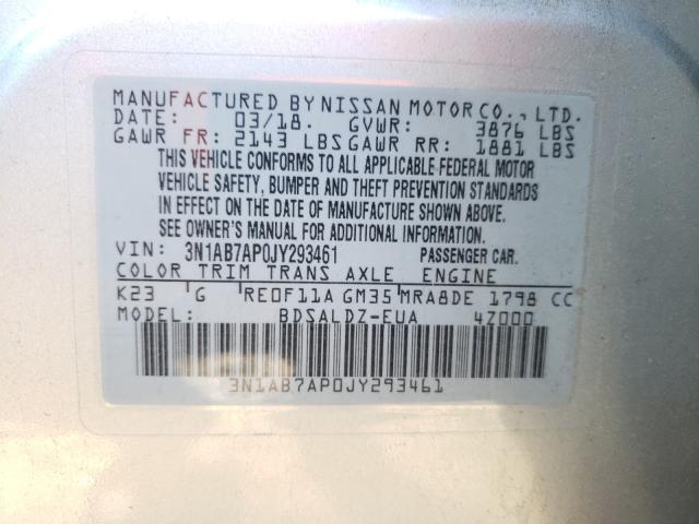 Photo 9 VIN: 3N1AB7AP0JY293461 - NISSAN SENTRA S 