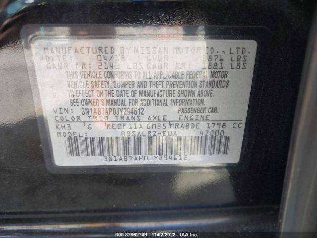 Photo 8 VIN: 3N1AB7AP0JY294612 - NISSAN SENTRA 