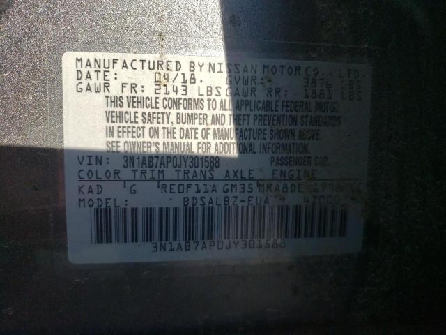 Photo 9 VIN: 3N1AB7AP0JY301588 - NISSAN SENTRA 