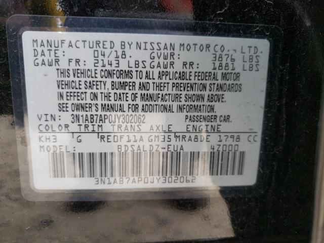 Photo 9 VIN: 3N1AB7AP0JY302062 - NISSAN SENTRA S 