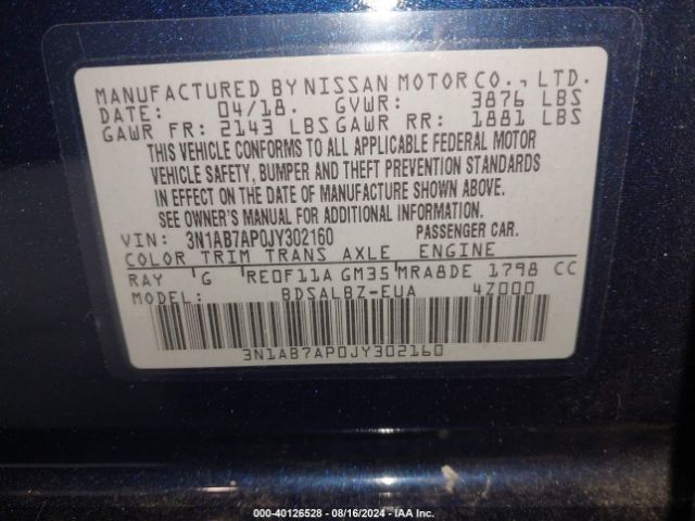 Photo 8 VIN: 3N1AB7AP0JY302160 - NISSAN SENTRA 