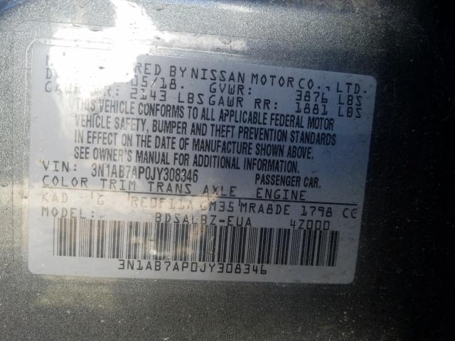 Photo 9 VIN: 3N1AB7AP0JY308346 - NISSAN SENTRA S 