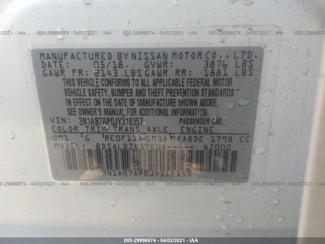 Photo 8 VIN: 3N1AB7AP0JY318357 - NISSAN SENTRA 