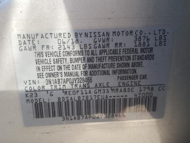 Photo 9 VIN: 3N1AB7AP0JY328466 - NISSAN SENTRA 