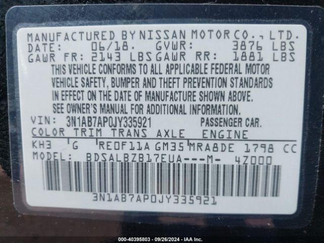 Photo 8 VIN: 3N1AB7AP0JY335921 - NISSAN SENTRA 