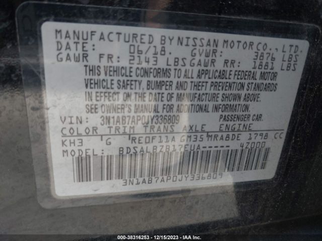 Photo 8 VIN: 3N1AB7AP0JY336809 - NISSAN SENTRA 