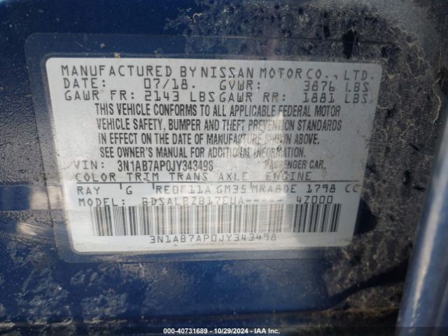 Photo 8 VIN: 3N1AB7AP0JY343498 - NISSAN SENTRA 