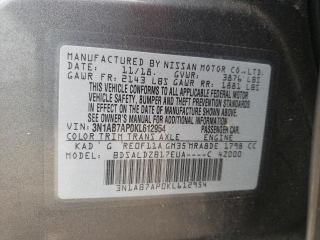 Photo 9 VIN: 3N1AB7AP0KL612954 - NISSAN SENTRA S 