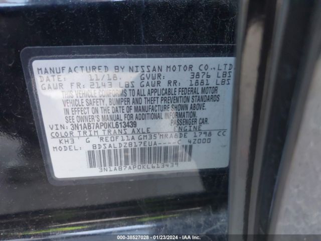 Photo 8 VIN: 3N1AB7AP0KL613439 - NISSAN SENTRA 