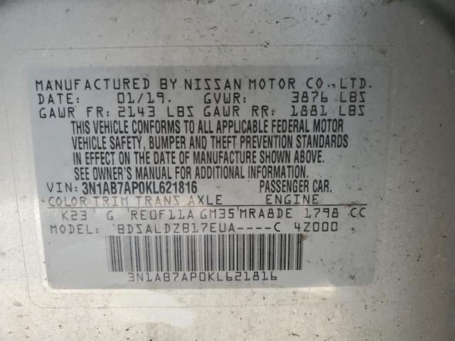 Photo 11 VIN: 3N1AB7AP0KL621816 - NISSAN SENTRA S 