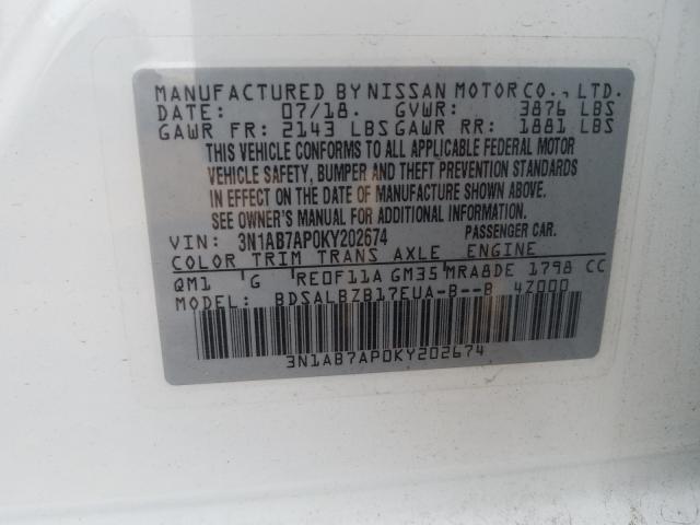 Photo 9 VIN: 3N1AB7AP0KY202674 - NISSAN SENTRA S 