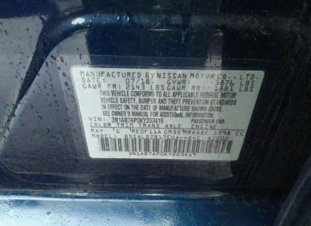 Photo 8 VIN: 3N1AB7AP0KY203419 - NISSAN SENTRA 