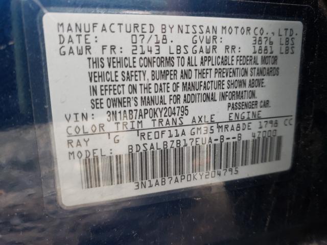 Photo 9 VIN: 3N1AB7AP0KY204795 - NISSAN SENTRA S 