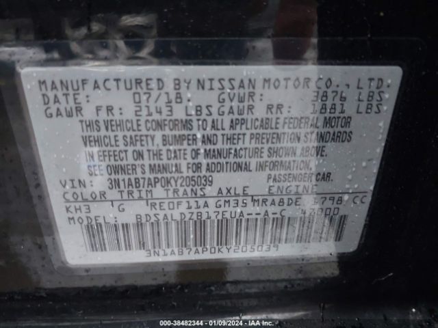 Photo 8 VIN: 3N1AB7AP0KY205039 - NISSAN SENTRA 