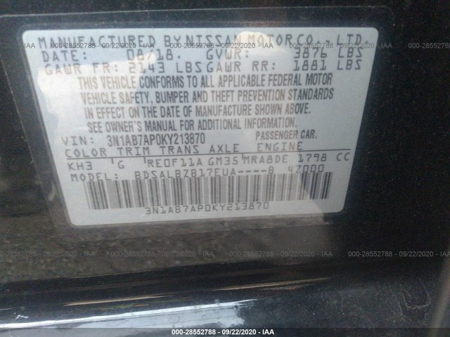 Photo 8 VIN: 3N1AB7AP0KY213870 - NISSAN SENTRA 