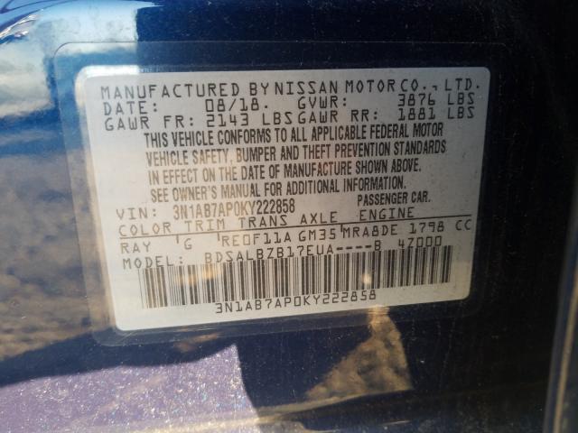 Photo 9 VIN: 3N1AB7AP0KY222858 - NISSAN SENTRA S 