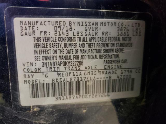 Photo 9 VIN: 3N1AB7AP0KY227266 - NISSAN SENTRA S 