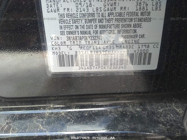 Photo 8 VIN: 3N1AB7AP0KY232340 - NISSAN SENTRA 