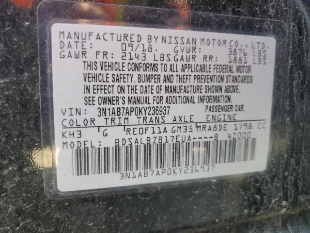 Photo 11 VIN: 3N1AB7AP0KY236937 - NISSAN SENTRA S 