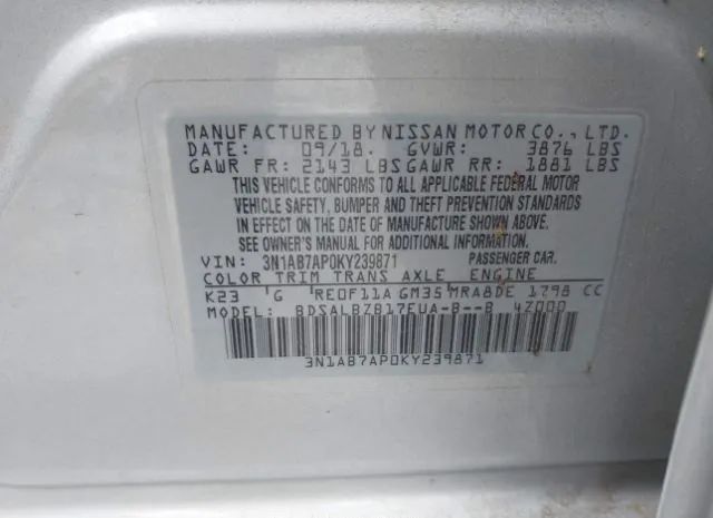 Photo 8 VIN: 3N1AB7AP0KY239871 - NISSAN SENTRA 