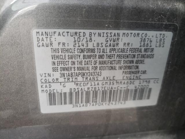 Photo 9 VIN: 3N1AB7AP0KY243743 - NISSAN SENTRA S 