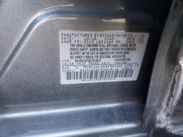 Photo 9 VIN: 3N1AB7AP0KY243872 - NISSAN SENTRA S 