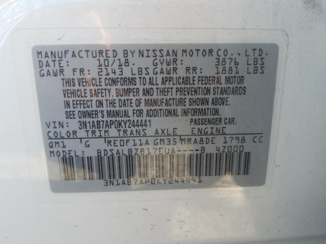 Photo 9 VIN: 3N1AB7AP0KY244441 - NISSAN SENTRA S 