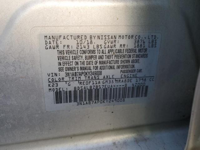 Photo 12 VIN: 3N1AB7AP0KY249008 - NISSAN SENTRA S 