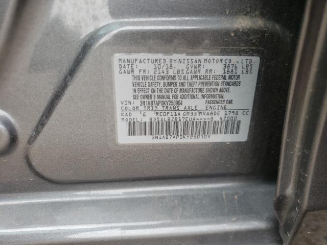 Photo 9 VIN: 3N1AB7AP0KY250904 - NISSAN SENTRA S 